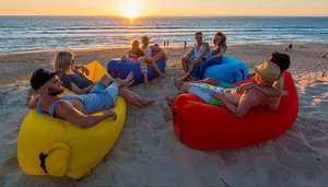 <b>Single</b> Outdoor Portable Beach Air <b>Sofa</b> Lazy Inflatable Folding Camping <b>Bed</b> Modern Design Foldable Eco PVC Sleeping Bag - Product Image 4