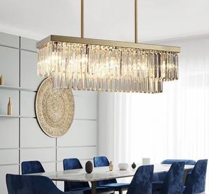 Işık asılı modern dikdörtgen kristal avize lüks yemek masası ev yatak odası mutfak sayacı aydınlatma - Product Image 2