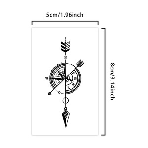 รอยสักชั่วคราวลายเข็มทิศดีไซเนอร์ รอยสักกึ่งถาวร กันน้ำ กันเหงื่อ ติดทนนาน 2 สัปดาห์ รอยสักเหมือนจริงสำหรับแขนและลำตัว - Product Image 2