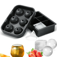 Grand moule à glaçons rond en silicone réutilisable pour whisky Plateau à glaçons rond en silicone facile à libérer avec couvercle
