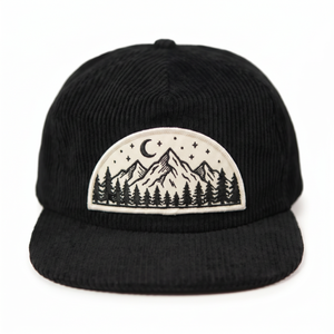 Casquette en velours côtelé non structurée avec logo brodé personnalisé OEM à 5 panneaux et fermeture snapback - Product Image 3