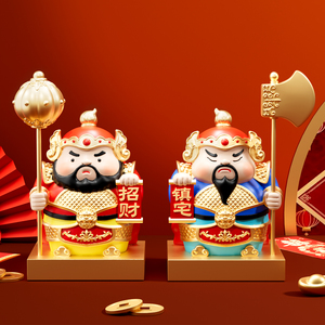 Figurines mignonnes du Dieu de la Porte chinois en résine 3D, protection de la fortune, décoration d'entrée de maison, cadeaux de pendaison de crémaillère - Product Image 1