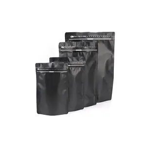 Kunden spezifisch bedruckte Verpackung vakuum versiegelte Kaffeebohnen beutel 32 oz 8 oz 10 oz 12 oz 16 oz mattschwarze Kaffee beutel mit Ventil und Reiß verschluss