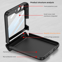Étui de téléphone à charnière magnétique avec aimant puissant intégré, compatible avec la charge sans fil et film protecteur tout-en-un pour Samsung Z Flip 8