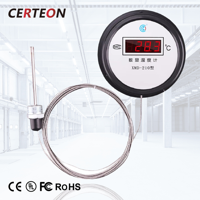 LCD210 Waterproof Digital Thermometer -50-300°C Battery or Plug-in Long Cable 2/5/10/15m Probe Gauge Aquaculture Temp Sensor