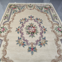 Tapis en laine pure fait main noué à la main de 2x3m Crème ivoire beige Design chinois Aubusson Tapis en laine pour chambre à coucher