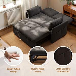 Vente en gros Canapé-<span class=keywords><strong>lit</strong></span> convertible 3 en 1 Dossier réglable Canapé-<span class=keywords><strong>lit</strong></span> en velours Petite <span class=keywords><strong>causeuse</strong></span> Divano Letto Futon Canapés - Product Image 6