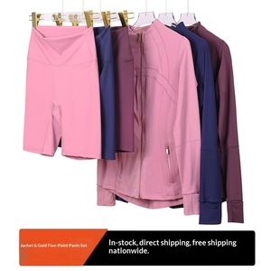 En Stock: Shorts Deportivos para Mujer, Ajustados, Transpirables, Lisos, con Detalles Dorados, Elásticos, para Running, Yoga - Product Image 2