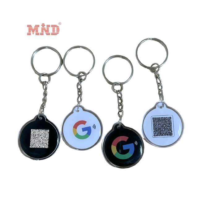 Customized Logo QR Code Epoxy RFID NFC Tag Keychain Programmable Epoxy NFC Collar Tag