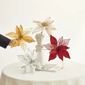 Custom Poinsettia Artificial Flowers Stem Christmas Floral Picks Wholesale  - China Artificial Flower and Christmas Flower price