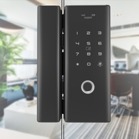 Serrure de porte coulissante en verre sans cadre Udohow Office Tuya WIFI automatique biométrique à empreintes digitales