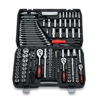 Ensemble d'outils de réparation automobile de 216 pièces, jeu de clés à douilles 1/2" 1/4" 3/8" en acier au carbone