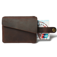 Dompet kulit sapi antik untuk pria, dompet kulit kuda gila ramping RFID bisnis Pop Up ID kredit kulit asli, tempat kartu untuk pria