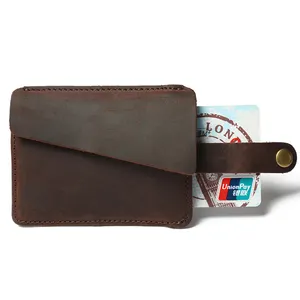 Vintage Cowhide Crazy Horse Leather Wallet Slim RFID Business Pop Up ID Credit Genuine Leather Cardholder Card Holder For Men