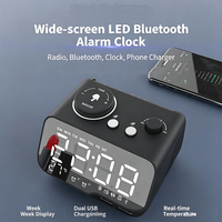 Speaker Bluetooth Hotel Jam Alarm Radio FM di Samping Tempat Tidur Pengisian Daya Nirkabel dengan Layar LED USB Ganda untuk Kamar Tamu