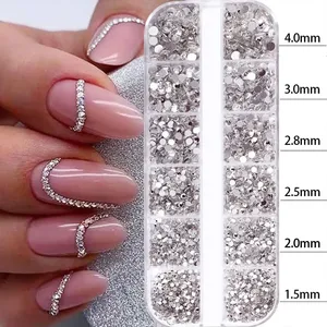 2400+ Gemas de Cristal Brillantes Transparentes para Uñas, Piedras de Cristal Redondas Mixtas de 1.5-4mm, Adornos Planos para Uñas, 12 Rejillas, Diamantes para Uñas DIY - Product Image 1