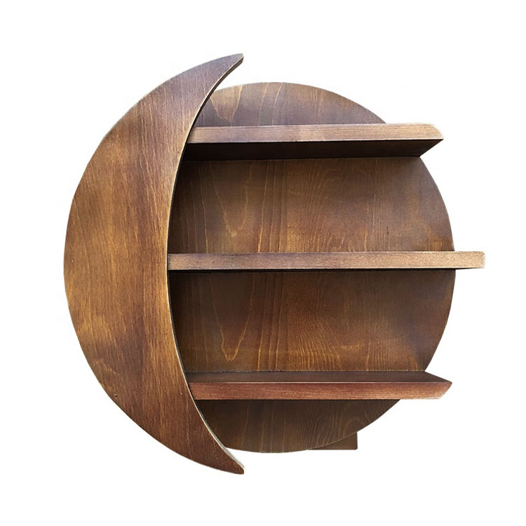 3 яруса деревянная Луна полка настенные плавающие полки для украшения