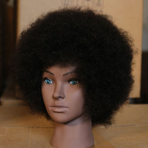 Tête d'entraînement afro bon marché tête de poupée de cosmétologie de mannequin 100% vrais cheveux humains tête de mannequin avec cheveux afro crépus bouclés - Product Image 5
