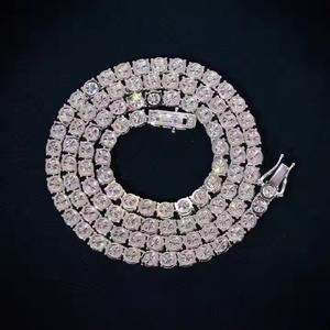 Ensemble de main MOISSANITE Stones Prong Cuban Link Chain Necklace Solid 925 Sterling Silver W/Rhodium Finish PASSES DIAMOND Tester - Product Image 5