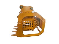 Godet de criblage pour pelle 5T, tambour rotatif, panneaux perforés à mailles carrées, bord festonné, jaune