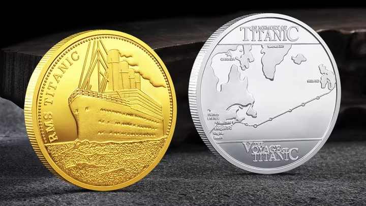 Titanic Commemorative Coin - Double Sided, Silver Gold Plated