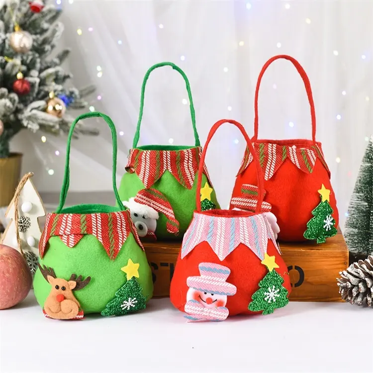 ISO BSCI LVMH factory gift wrap bag gift bags fabric christmas decorations christmas decoration supplies christmas candy bags