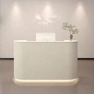 Custom White Curved Small Clinic Reception <b>Desk</b> High Quality Small Front <b>Desk</b> for Retail - Product Image 1