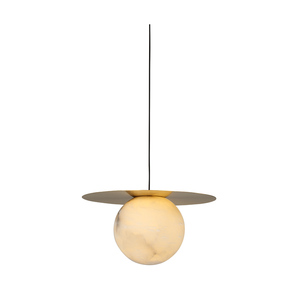 <span class=keywords><strong>Suspension</strong></span> minimaliste moderne en acier inoxydable et albâtre naturel avec abat-jour lisse pour la décoration intérieure - Product Image 2