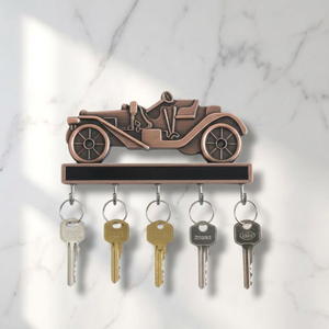 Porte-clés mural artisanal en métal de zinc, motif chariot ethnique, style chariot de bœuf et wagon moderne, support mural pour clés - Product Image 5
