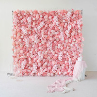 Offre Spéciale Mur de fleurs artificielles en soie mixte rose et violette fait main 8x8 pieds, haute simulation, pour remise de diplôme, mariage, Noël, style chinois