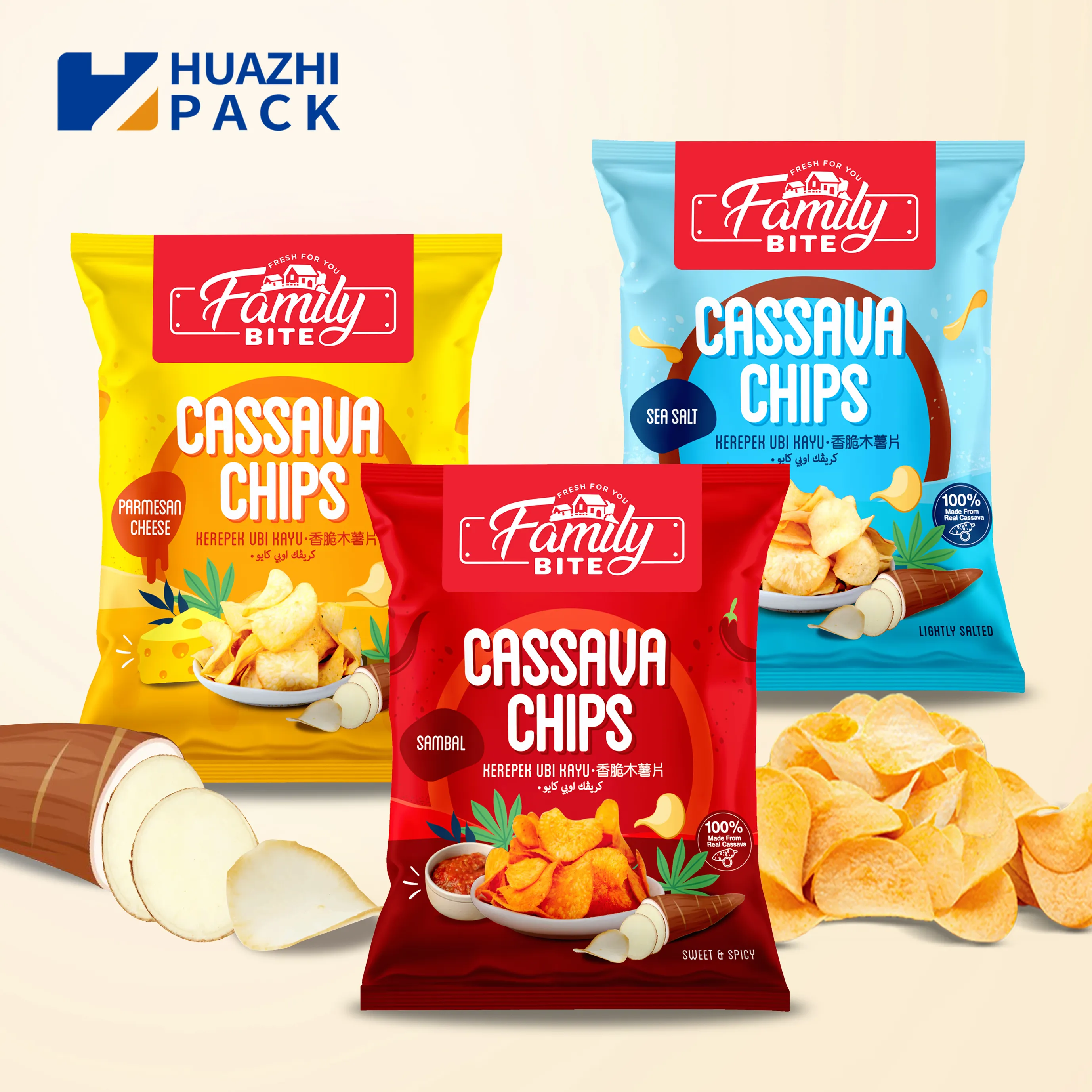 Factory Custom Printed Laminated Plastic Back Seal Puffed Food Verpackungs tasche Kartoffel chips Verpackungs tasche