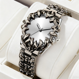 Montre pour homme de style punk vintage, cadran rouge avec lunette flamboyante unique, montre-bracelet décontractée et élégante pour cadeau - Product Image 6