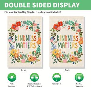 Bandera de Jardín con Diseño Floral Personalizado, de Poliéster/Lino, para Montar en Poste, Decoración para Exteriores - Product Image 6