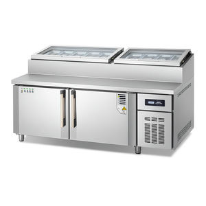 Table de travail en acier inoxydable avec congélateur sous le <span class=keywords><strong>comptoir</strong></span>, refroidisseur de <span class=keywords><strong>comptoir</strong></span>, bar à salades, table de préparation pour pizzas et sandwichs, réfrigérateur - Product Image 2