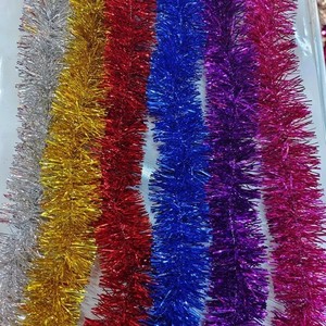 Guirlande de Noël en paillettes dorées, argentées, rouge <span class=keywords><strong>rose</strong></span>, bleues <span class=keywords><strong>et</strong></span> vertes, 2 m x 9 cm, pour décoration de fête de Noël, vente en gros - Product Image 2