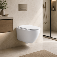 Ensemble WC mural blanc moderne, surface lisse, sanitaires pour villa, hôtel, lavabo