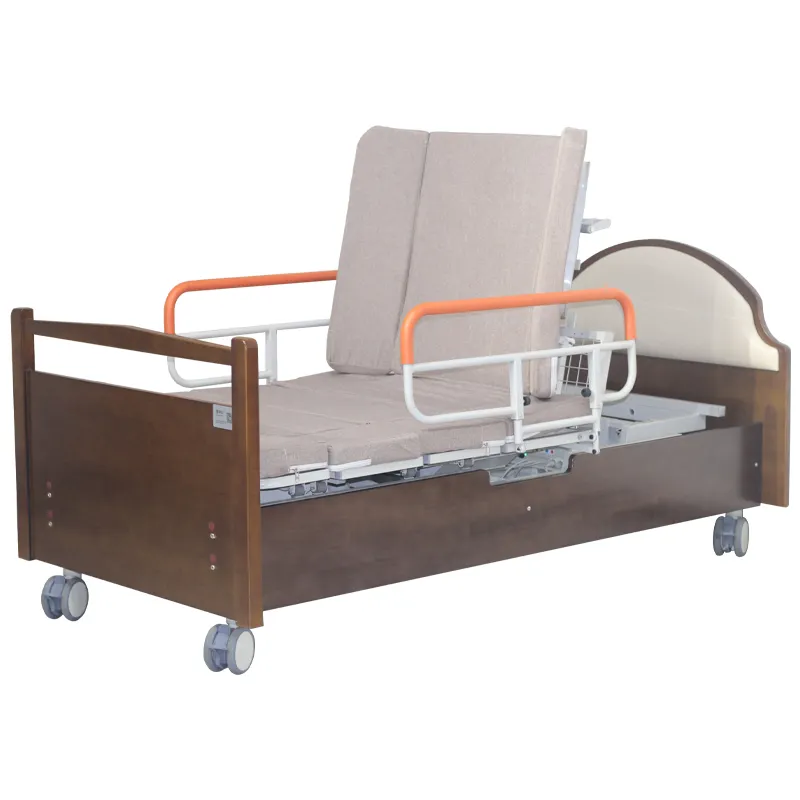 Best-selling Wooden Home Care Type Electric Adjustable Five Function Nursing Rotating Bed
