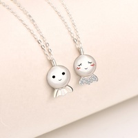MA41 Collier couple poupée ensoleillée en argent sterling 925 Pendentif amoureux Collier à breloques à facettes pour femmes Cadeaux de Saint-Valentin