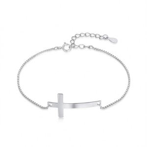 Pulsera de Cadena con Cruz y Eslabones de Plata de Ley 925 Chapada en Oro de 18K para Mujer, Regalo de Aniversario o Cumpleaños, Marca Dylam Fit - Product Image 1