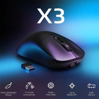 Mouse Gaming Nirkabel Ringan X3 dengan 3 Mode 2.4G USB-C Wired BT 26K DPI Sensor Optik PAW3395 untuk PC/Laptop/Win/Mac