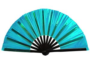 Abanico Plegable de Bambú y PVC de Alta Calidad, Holográfico, Iridiscente y Reflectante, Personalizado para Fiestas Rave, Bodas y Eventos - Product Image 3