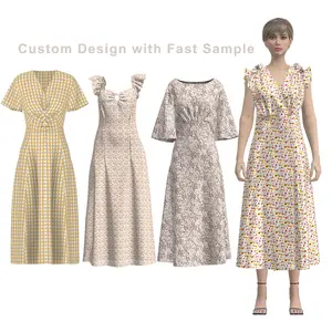 Manufacturers Custom Design Fashionable Eco Clothing Apparel Supplier China Casual Floral Ladies Dresses