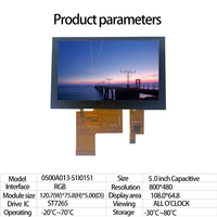 Fournisseur direct d'usine, écran tactile capacitif de 5 pouces, 800x480 RGB ST7265 IPS GT911CTP, module d'affichage LCD TFT