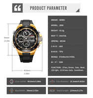 2026 Pemasok Grosir Jam Tangan OEM Harga SKMEI 2808 Kotak Hadiah 5atm Tahan Air Tanggal Olahraga LED Digital Jam Tangan Sport Pria