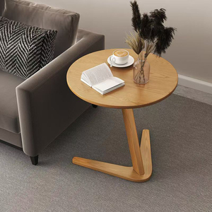 Table d'appoint ronde en bois en gros, table basse à un pied peu encombrante, mobilier de salon, salle à manger et chambre à coucher - Product Image 1