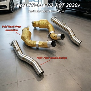 Tubería de Escape de Acero Inoxidable para Ferrari <span class=keywords><strong>Roma</strong></span> V8 3.9T 2020+, Downpipe Dorado con Aislamiento, Mejora de Potencia y Flujo - Product Image 1