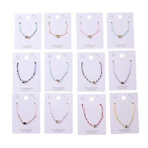 Bracciale con stella a cinque punte in cristallo con perline, 12 pezzi, colori assortiti, gioielli di moda fatti a mano in acciaio inossidabile - Product Image 2