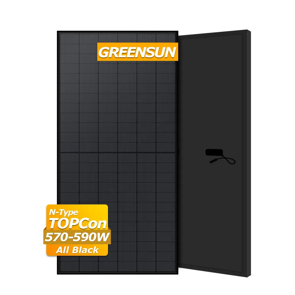 Greensun New all black solar panels 580w 585w 590w 600w solar panels 550w 560w 570w 575w topcon mono black solar panel