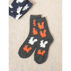 Calzini a figura intera con Logo personalizzato Design a maglia calda grigia con vari punti strisce cuori fiocchi lettere floreali per la primavera - Product Image 1