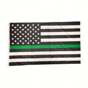ผู้ผลิตจีน รับผลิตธงชาติอเมริกันขนาด 3x5 ฟุต ธงเส้นเขียวบาง 3x5 ฟุต พร้อมห่วงทองเหลือง 2 จุด - Product Image 1